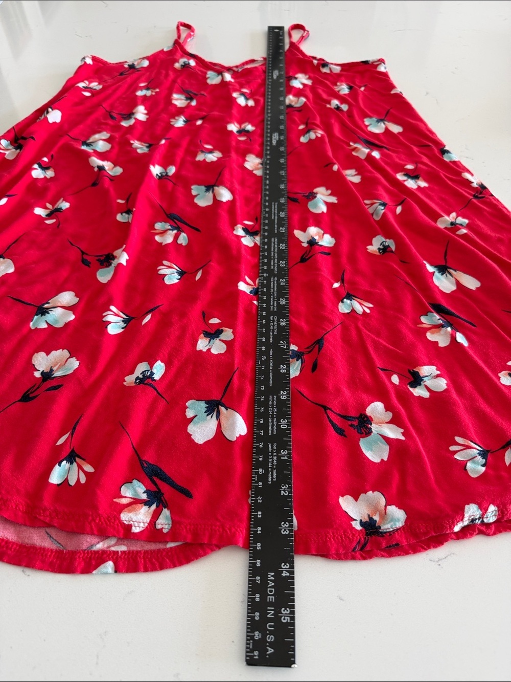 SO Red Floral Lightweight Slip Dress. Sleeveless, Adjustable Straps. Size L. - Picture 11 of 13